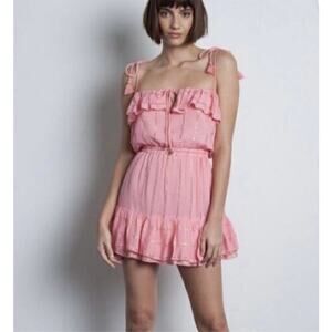 NWT Revolve Karina Grimaldi Paloma Ruffled Mini Dress Pink Size Med Balletcore